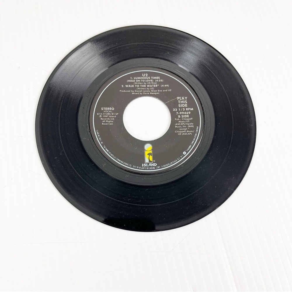 U2 With or Without You Luminous Times 7 Inch Vinyl Record - Picture 3 of 5